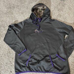Realtree Men's Activewear Hoodie Pullover Gray Purple Camo Lined Hood Kangaroo